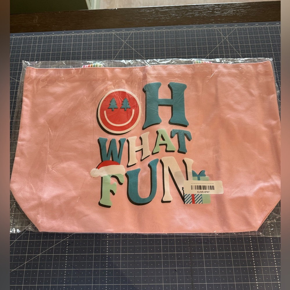 Jadynn Brooke canvas Tote “oh what fun” BRAND NEW! 22 x 14 x 5 1/2! ROOMY!!